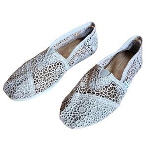 TOMS Alpargata Moroccan Crochet Flats Gray Size 7